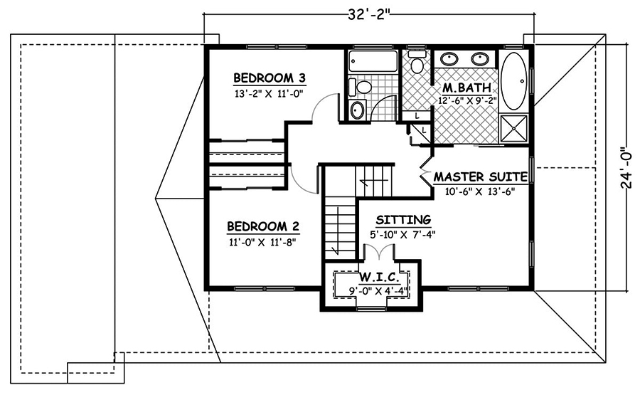 Floor Plan Second Story of Farmhouse Plan #200-1061