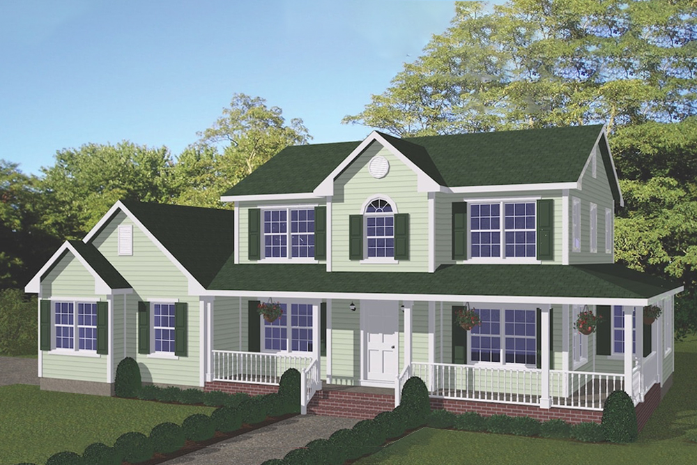Front elevation of Farmhouse home (ThePlanCollection: House Plan #200-1061)