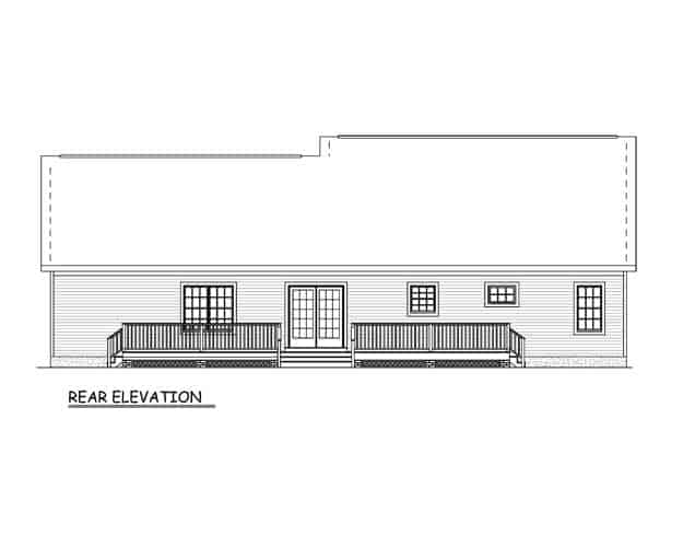 Home Plan Rear Elevation of this 3-Bedroom,1360 Sq Ft Plan -200-1063