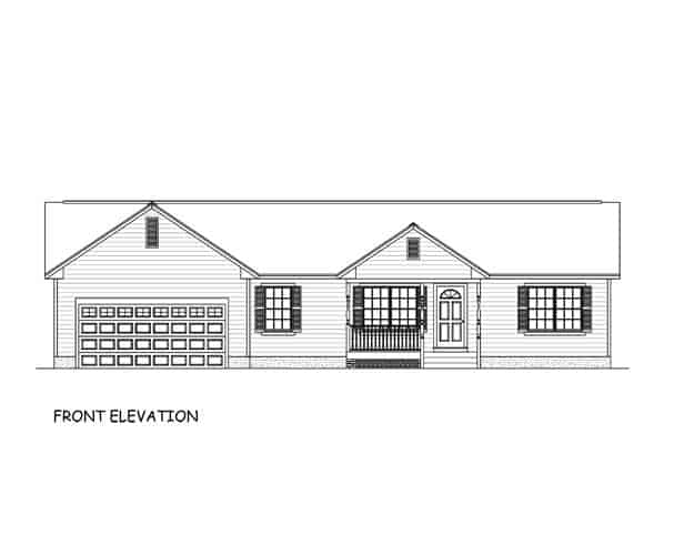 Home Plan Front Elevation of this 3-Bedroom,1480 Sq Ft Plan -200-1066