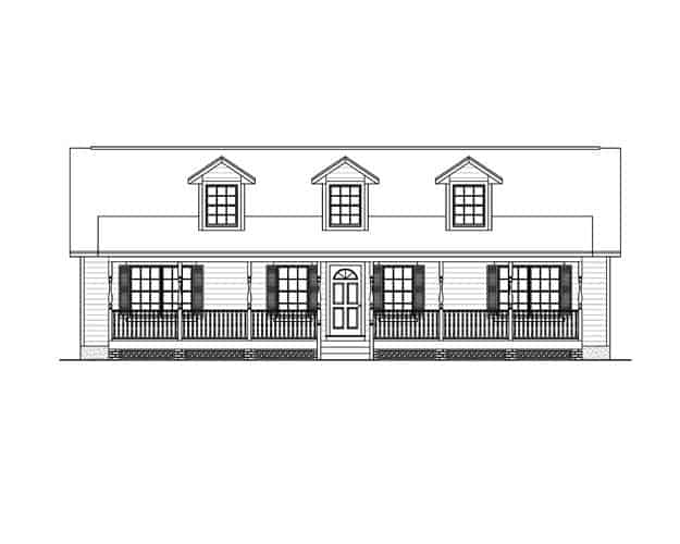 Home Plan Front Elevation of this 3-Bedroom,1381 Sq Ft Plan -200-1069