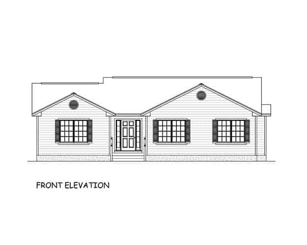 Home Plan Front Elevation of this 3-Bedroom,1293 Sq Ft Plan -200-1070