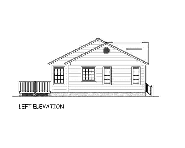 Home Plan Left Elevation of this 3-Bedroom,1293 Sq Ft Plan -200-1070