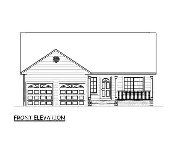 Home Plan Front Elevation of this 3-Bedroom,1200 Sq Ft Plan -200-1072