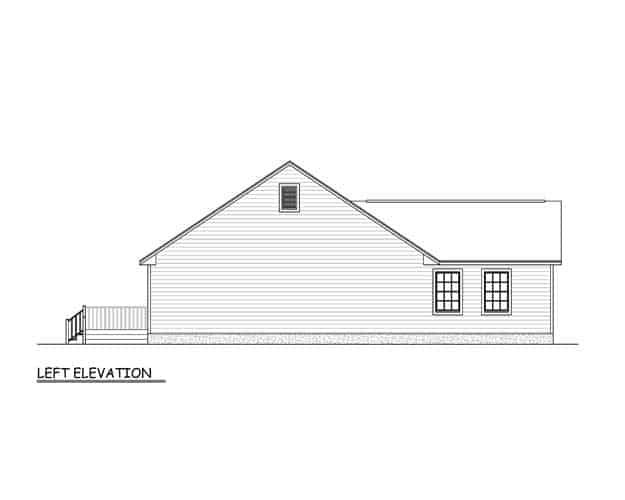 Home Plan Left Elevation of this 3-Bedroom,1200 Sq Ft Plan -200-1072