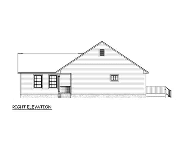 Home Plan Right Elevation of this 3-Bedroom,1200 Sq Ft Plan -200-1072