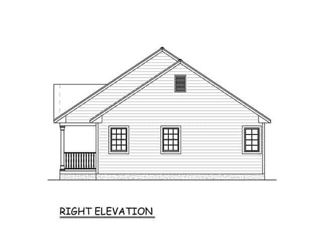Home Plan Right Elevation of this 3-Bedroom,1400 Sq Ft Plan -200-1074