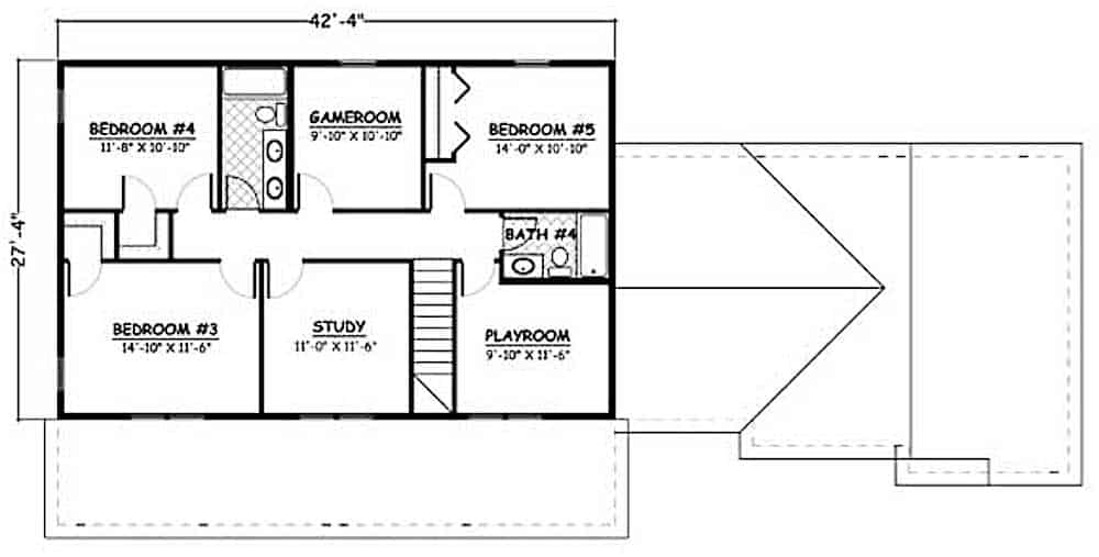 Floor Plan Upper Level of Farmhouse Plan #200-1076