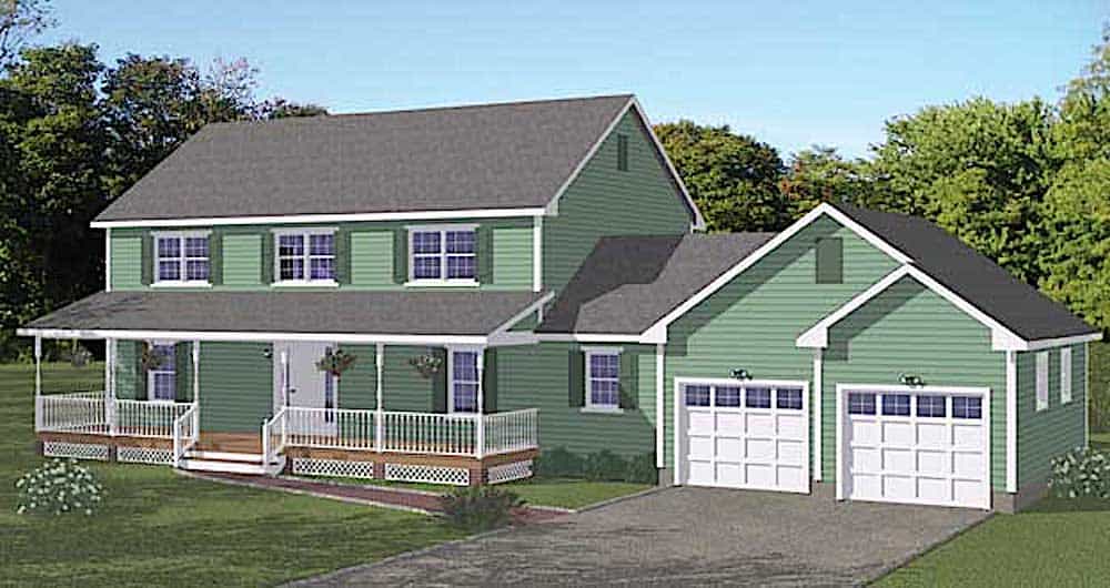 Farmhouse home (ThePlanCollection: Plan #200-1076)