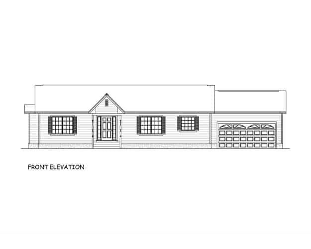 Home Plan Front Elevation of this 3-Bedroom,1345 Sq Ft Plan -200-1077
