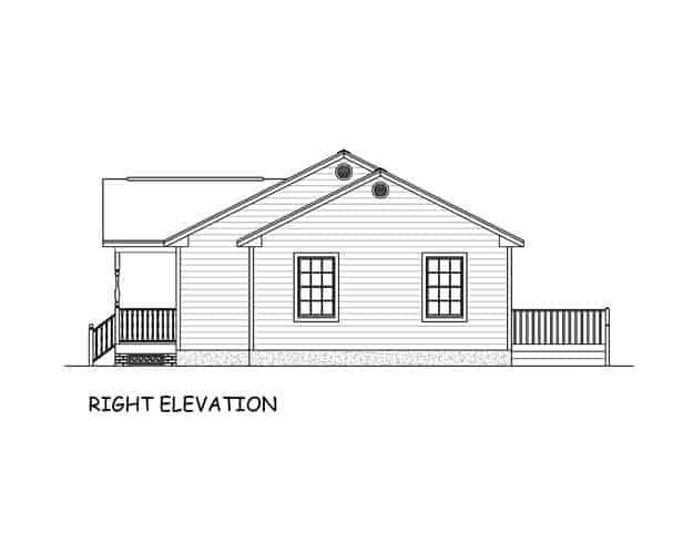 Home Plan Right Elevation of this 3-Bedroom,1345 Sq Ft Plan -200-1077