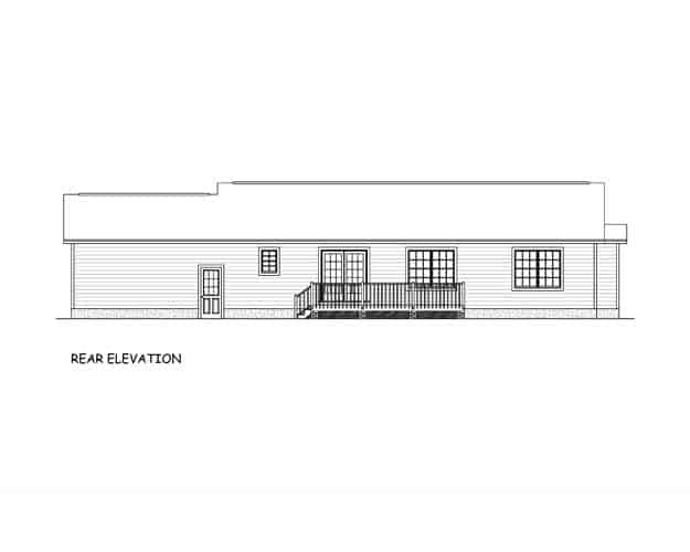 Home Plan Rear Elevation of this 3-Bedroom,1345 Sq Ft Plan -200-1077