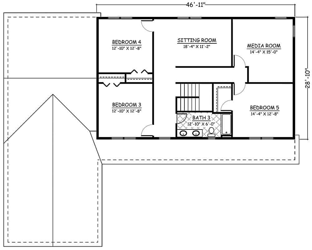 Floor Plan Upper Level of Farmhouse Plan #200-1079