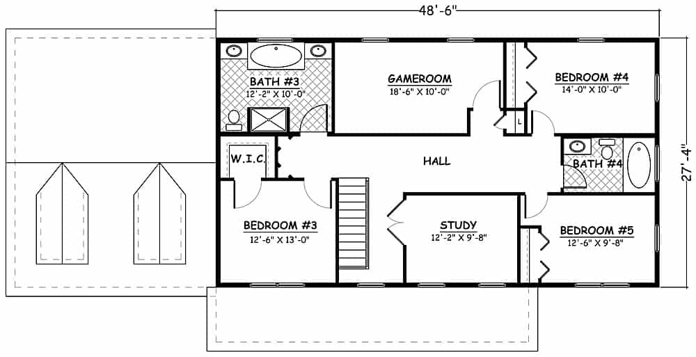 Floor Plan Upper Level of Farmhouse Plan #200-1081