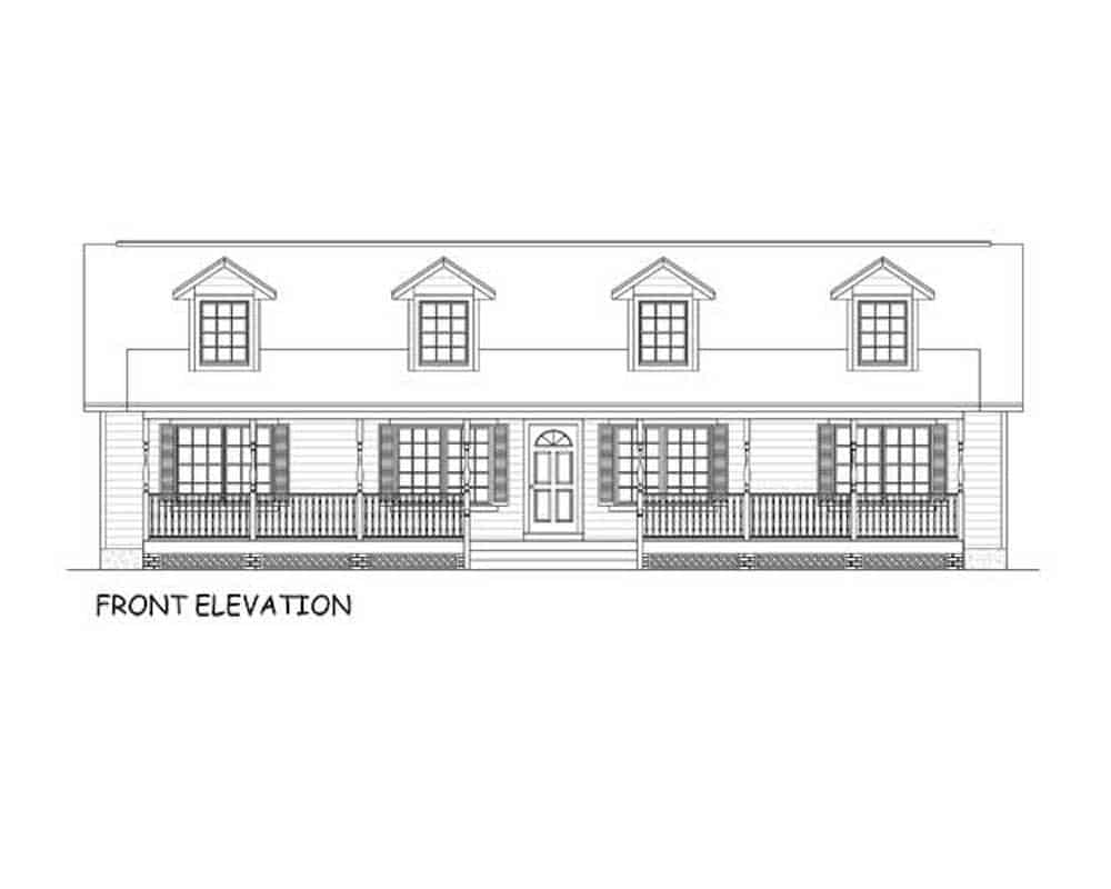 Home Plan Front Elevation of this 3-Bedroom,1538 Sq Ft Plan -200-1087