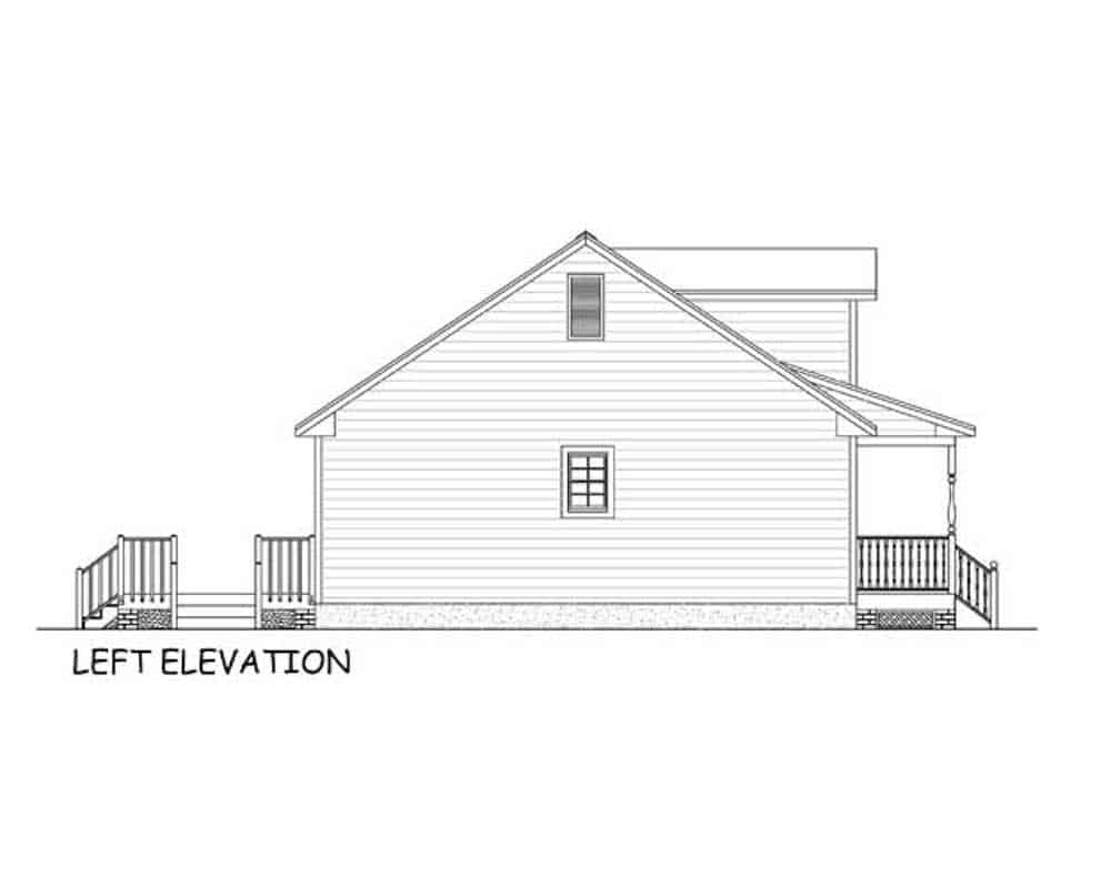 Home Plan Left Elevation of this 3-Bedroom,1538 Sq Ft Plan -200-1087
