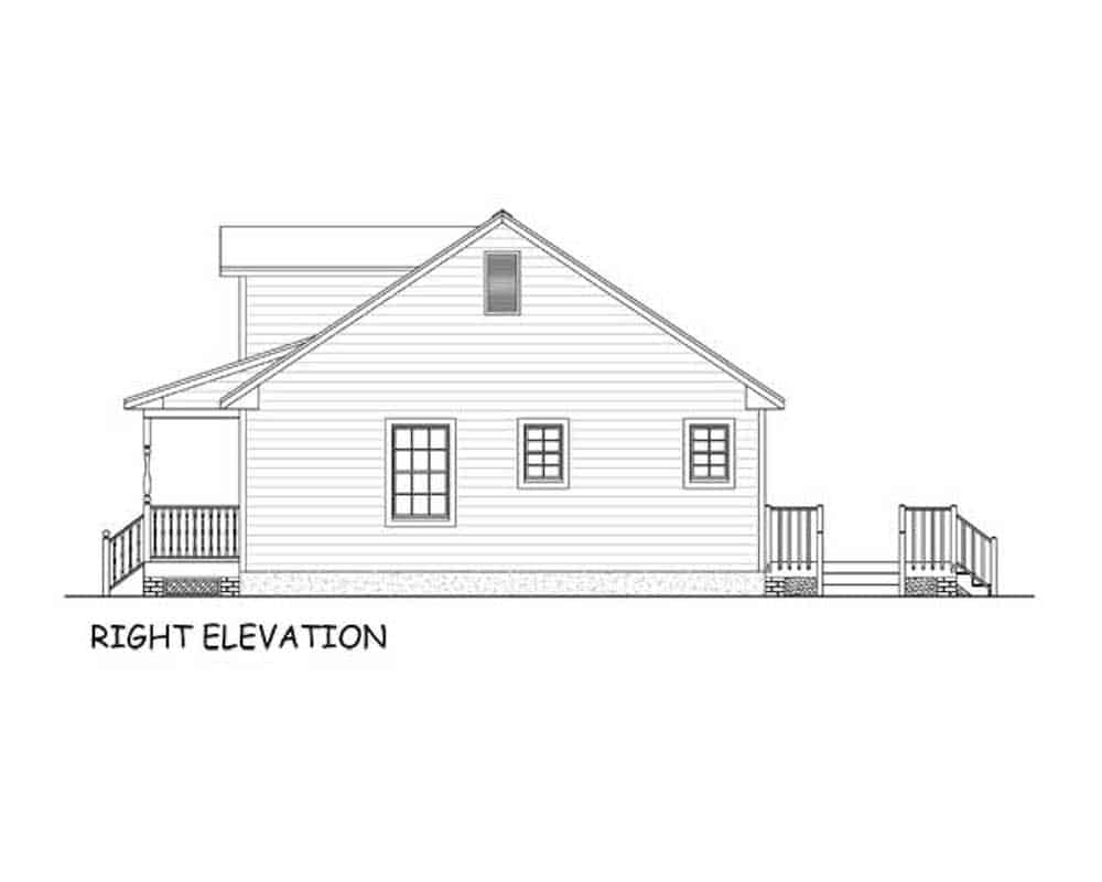 Home Plan Right Elevation of this 3-Bedroom,1538 Sq Ft Plan -200-1087