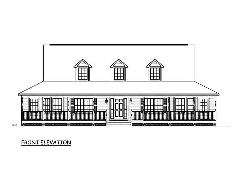 Home Plan Front Elevation of this 3-Bedroom,1704 Sq Ft Plan -200-1089