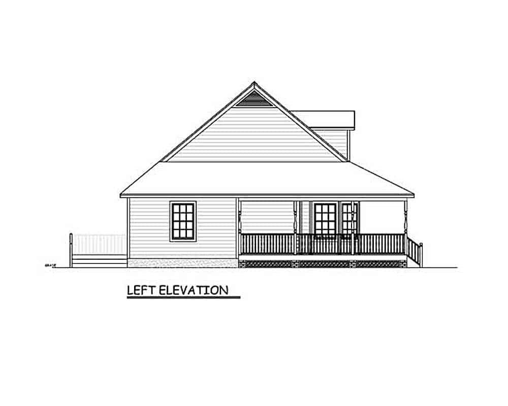 Home Plan Left Elevation of this 3-Bedroom,1704 Sq Ft Plan -200-1089