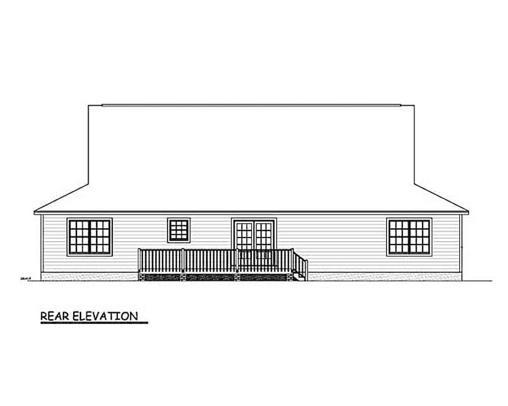 Home Plan Rear Elevation of this 3-Bedroom,1704 Sq Ft Plan -200-1089