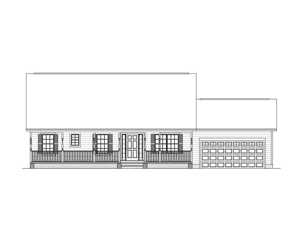 Home Plan Front Elevation of this 32-Bedroom,1268 Sq Ft Plan -200-1090