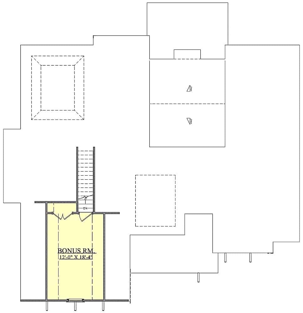 Floor Plan Bonus Room of Farmhouse Plan #201-1001