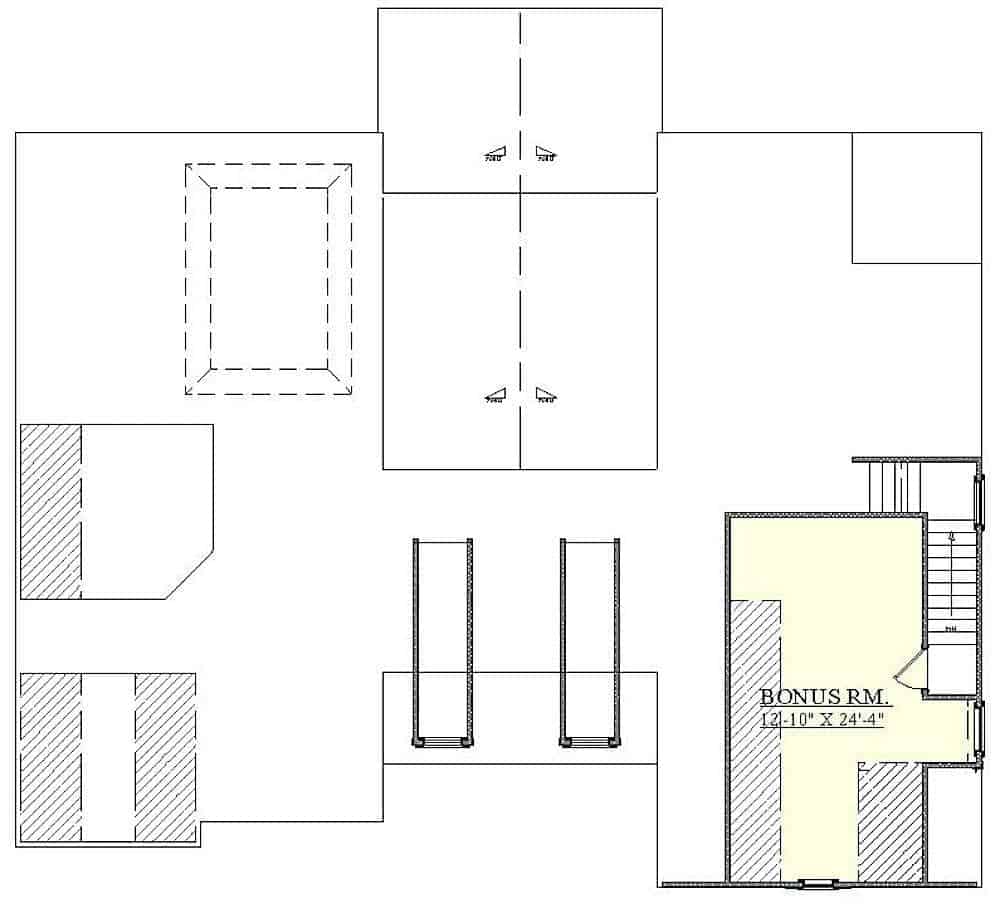 Floor Plan Bonus Room of Farmhouse Plan #201-1002