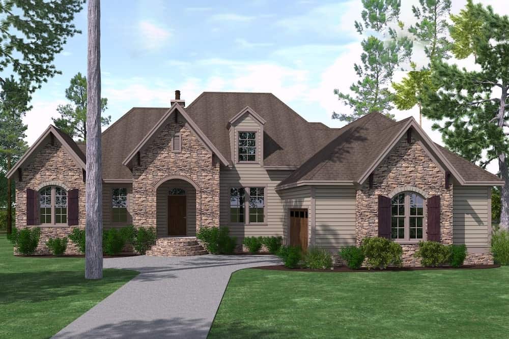 Rustic European home (ThePlanCollection: Plan #201-1003)