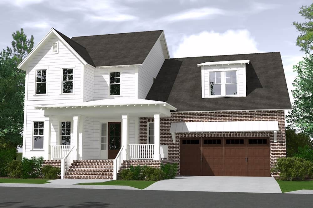 Farmhouse home (ThePlanCollection: Plan #201-1009)