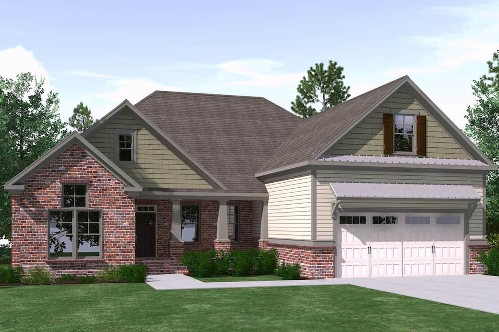 Transitional Ranch house (ThePlanCollection: Plan #201-1011)