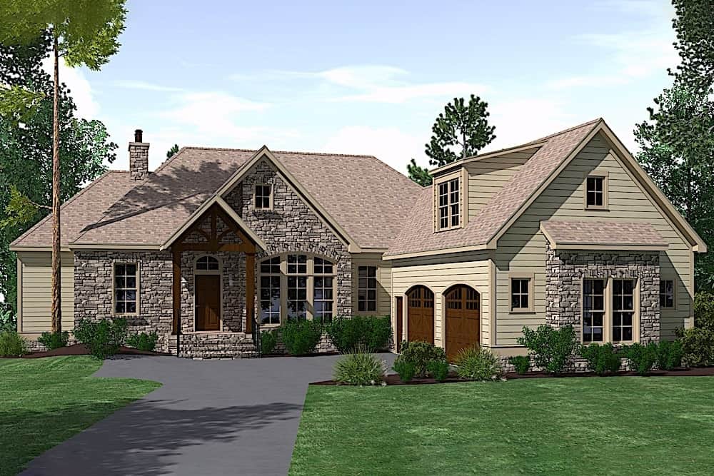 European-inspired Ranch house (ThePlanCollection: Plan #201-1012)