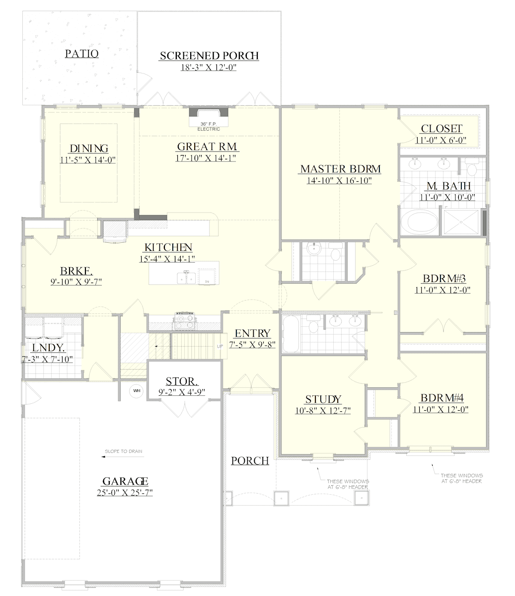 Main Level of Traditional Plan #201-1018