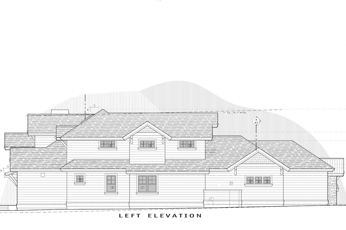 Home Plan Left Elevation of this 3-Bedroom,3959 Sq Ft Plan -202-1002