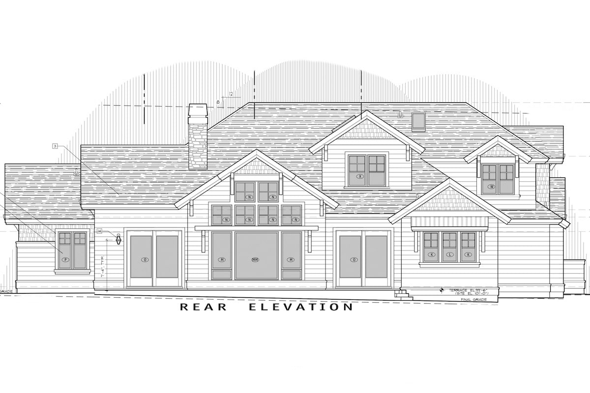 Home Plan Rear Elevation of this 3-Bedroom,3959 Sq Ft Plan -202-1002