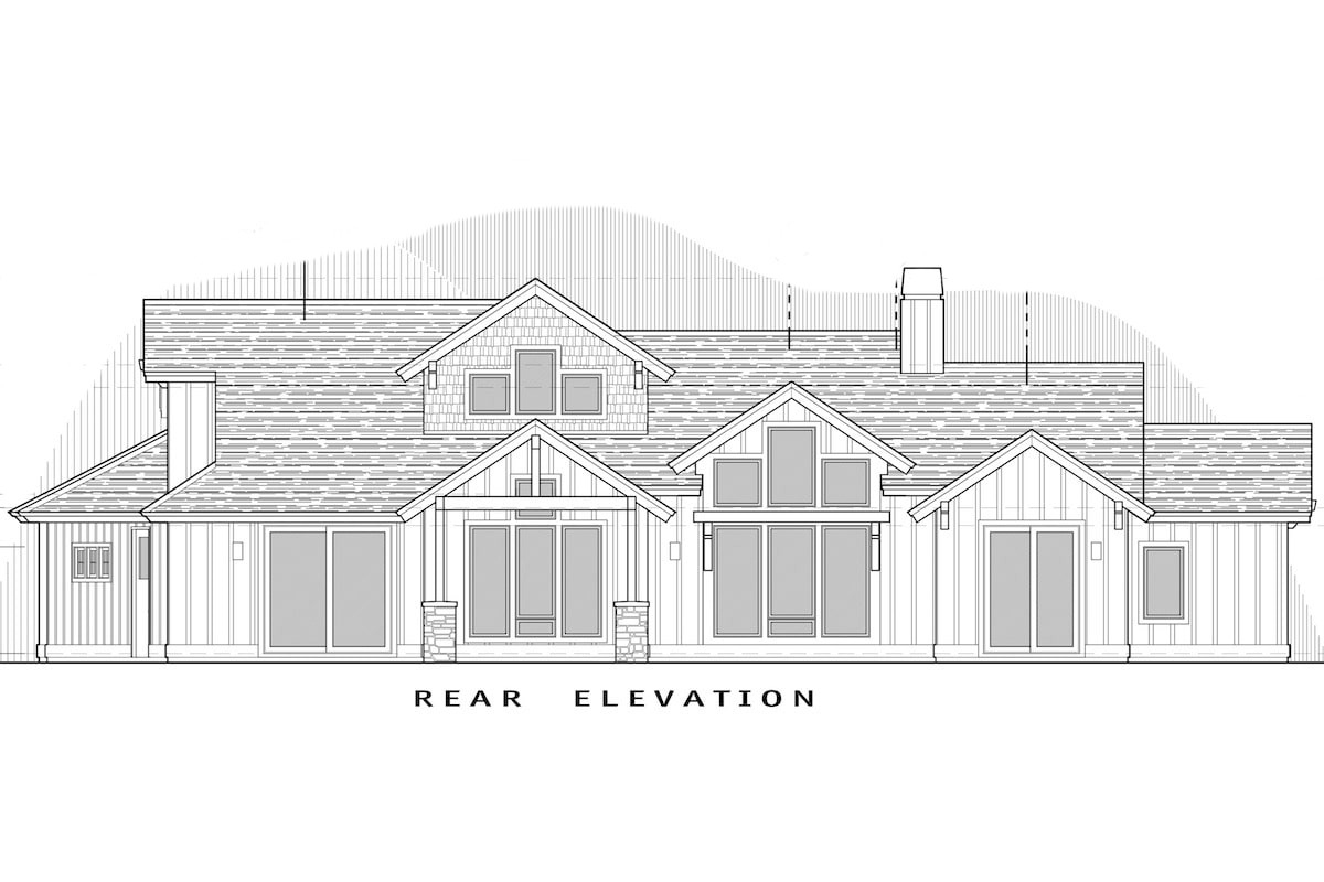 Home Plan Rear Elevation of this 3-Bedroom,2536 Sq Ft Plan -202-1003