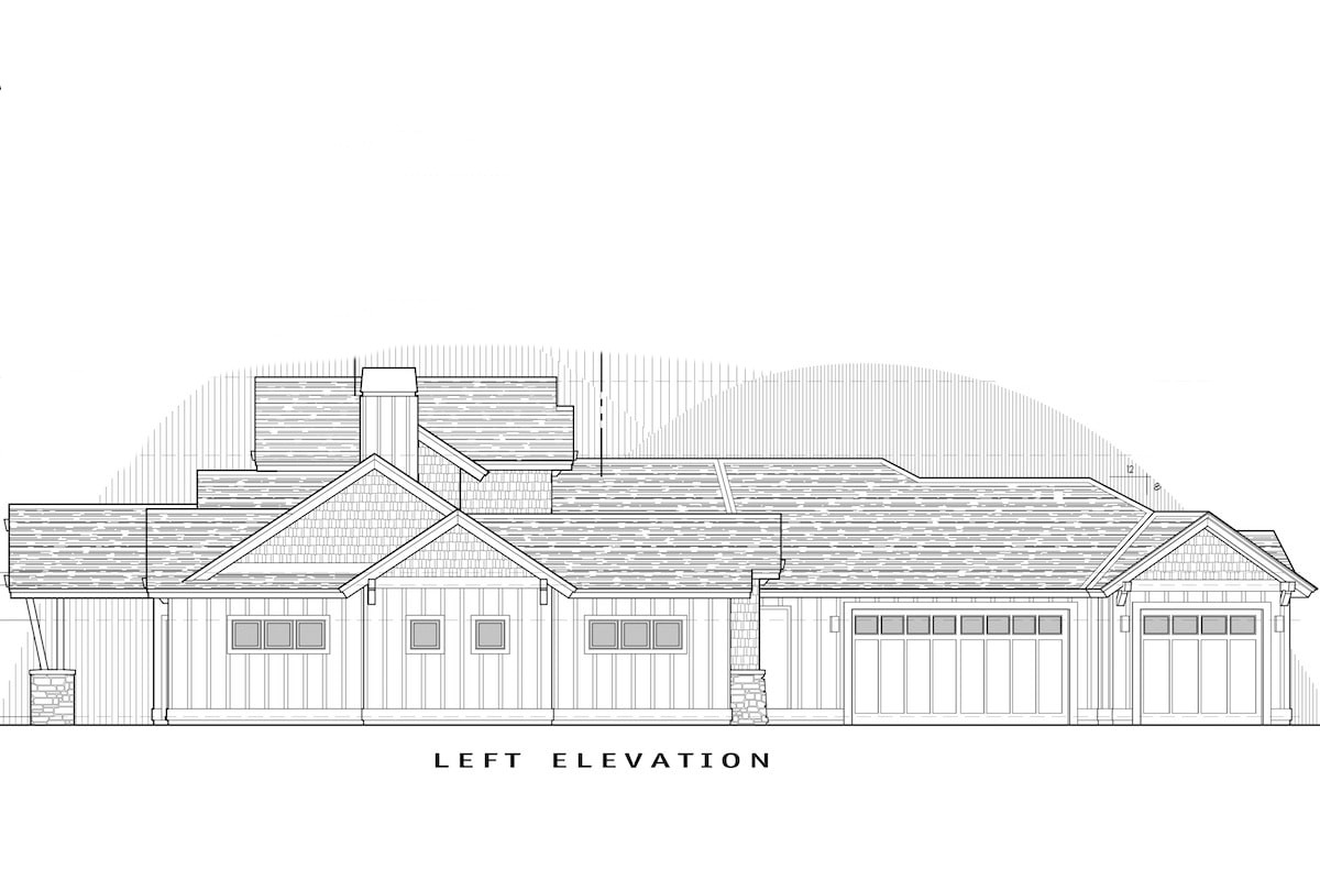 Home Plan Left Elevation of this 3-Bedroom,2536 Sq Ft Plan -202-1003