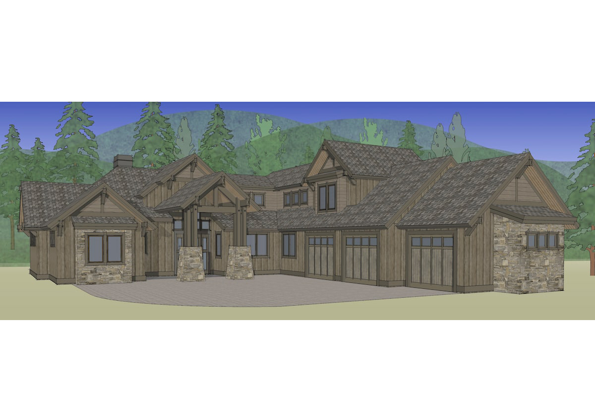 Front View of this 4-Bedroom, 3691 Sq Ft Plan - 202-1007