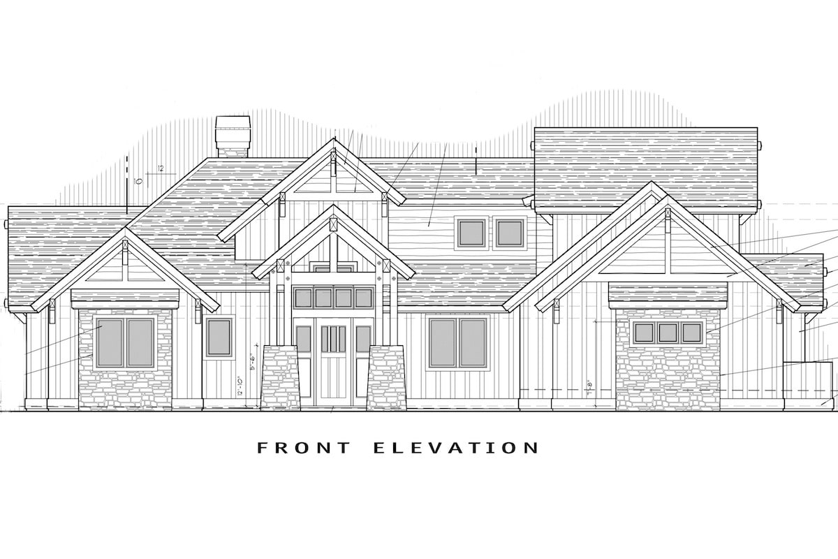 Home Plan Front Elevation of this 4-Bedroom,3691 Sq Ft Plan -202-1007