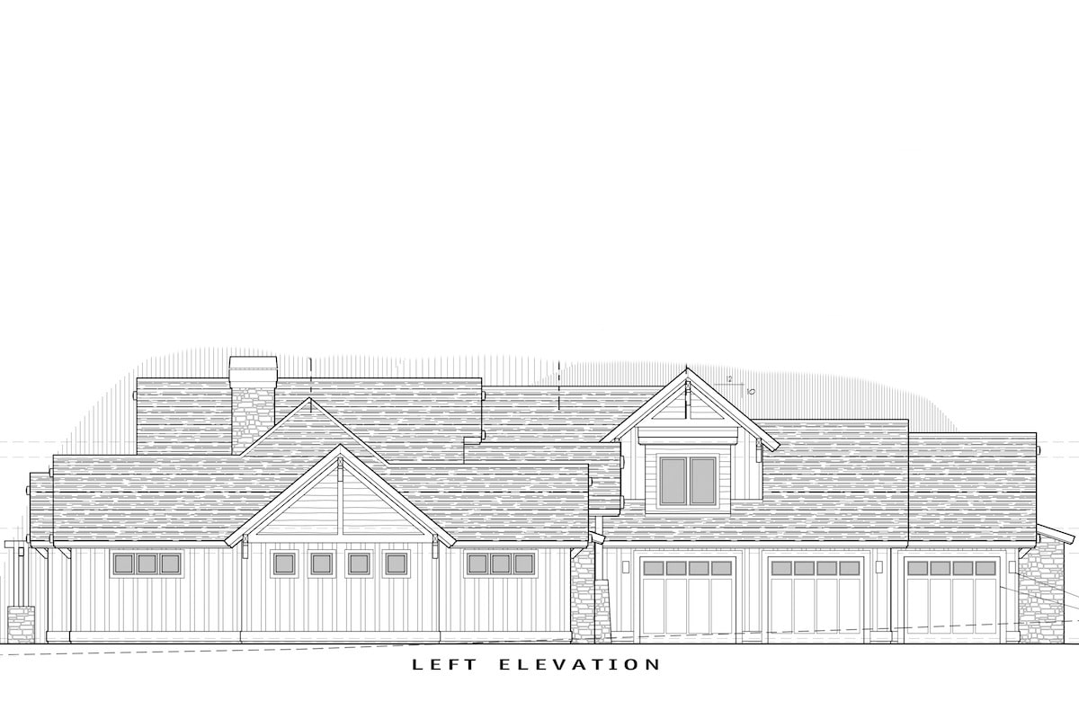 Home Plan Left Elevation of this 4-Bedroom,3691 Sq Ft Plan -202-1007