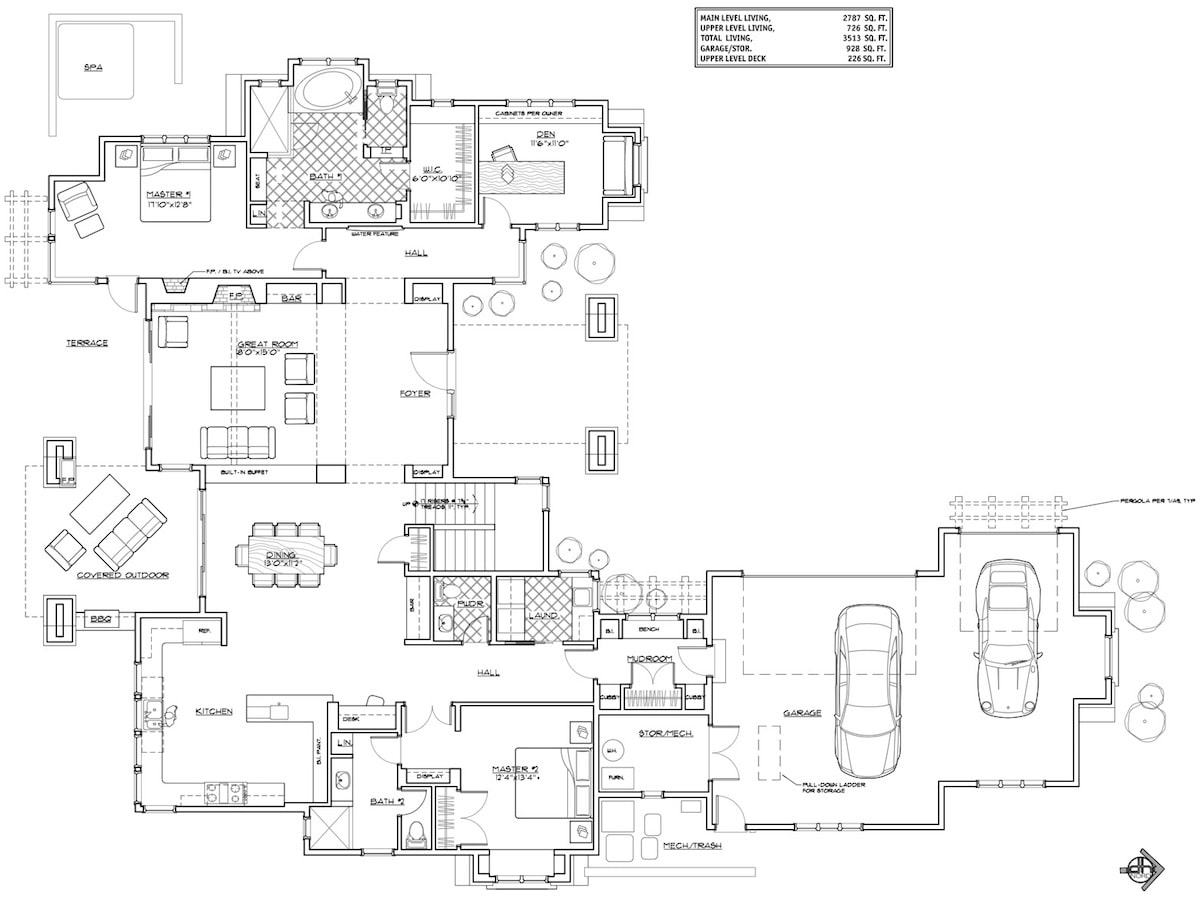 Floor Plan Main Level of Contemporary Plan #202-1012