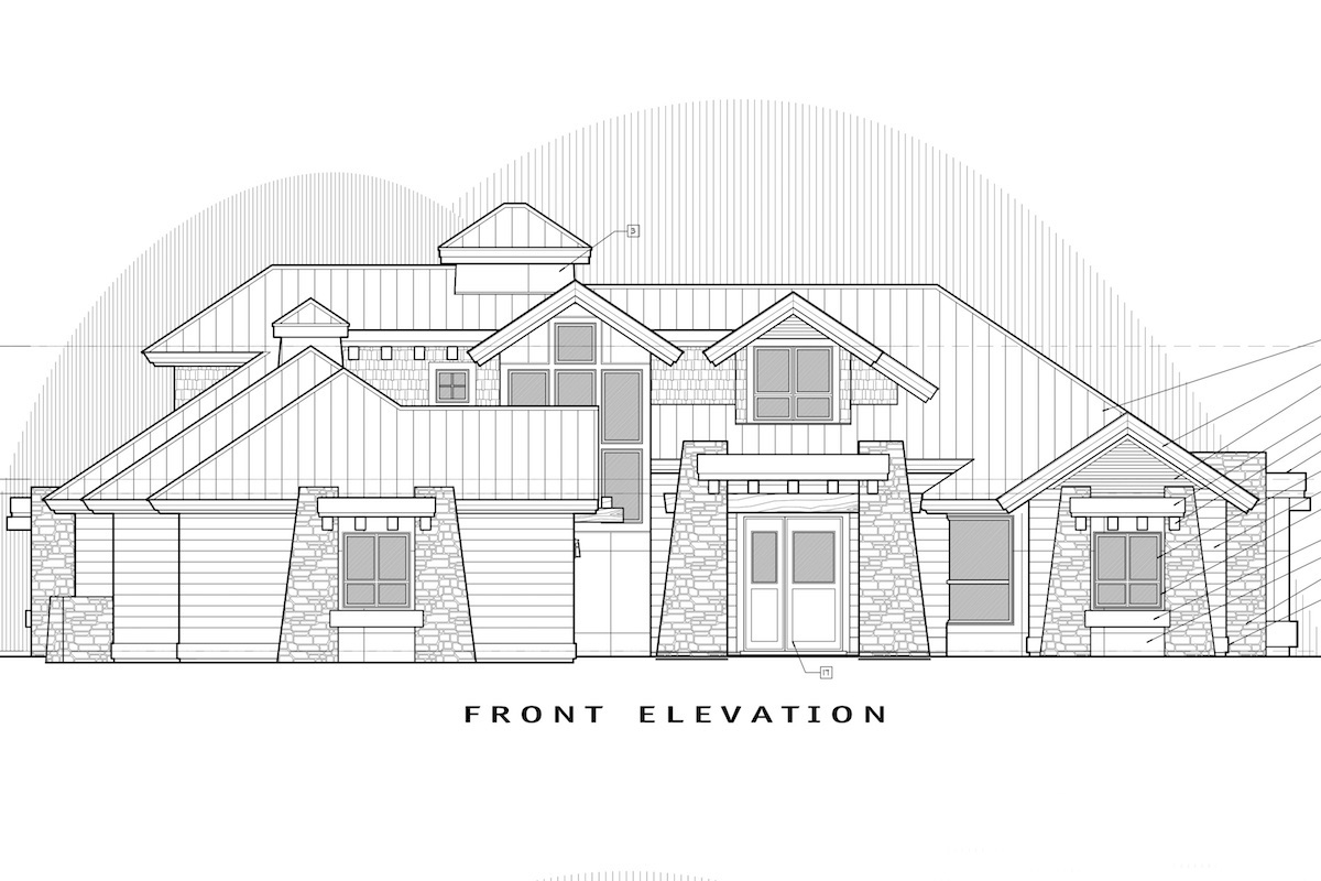 Home Plan Front Elevation of this 4-Bedroom,3513 Sq Ft Plan -202-1012