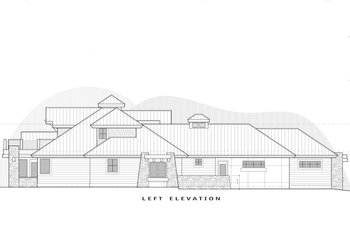 Home Plan Left Elevation of this 4-Bedroom,3513 Sq Ft Plan -202-1012