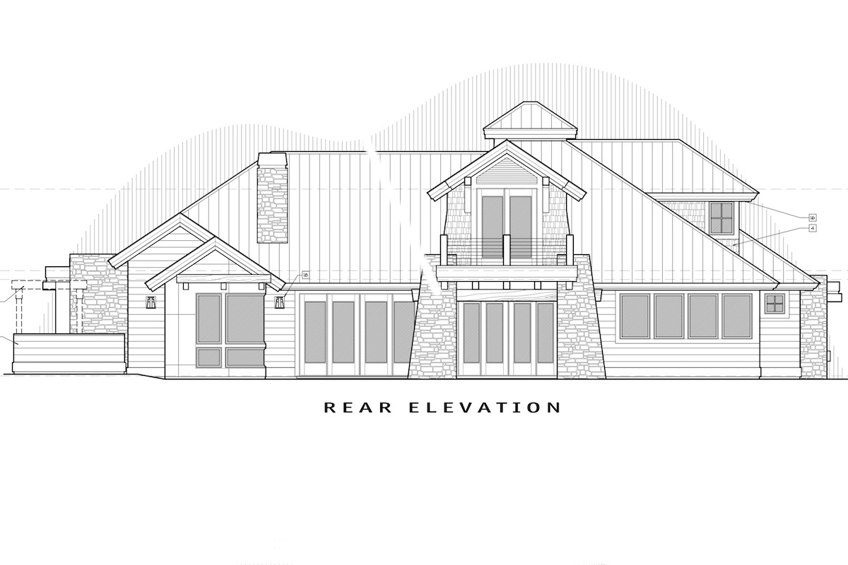 Home Plan Rear Elevation of this 4-Bedroom,3513 Sq Ft Plan -202-1012