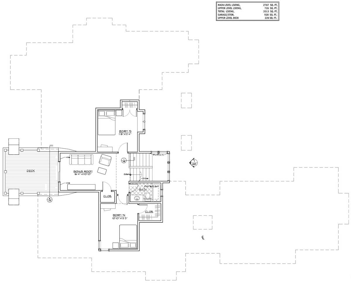 Floor Plan Upper Level of Contemporary Plan #202-1012