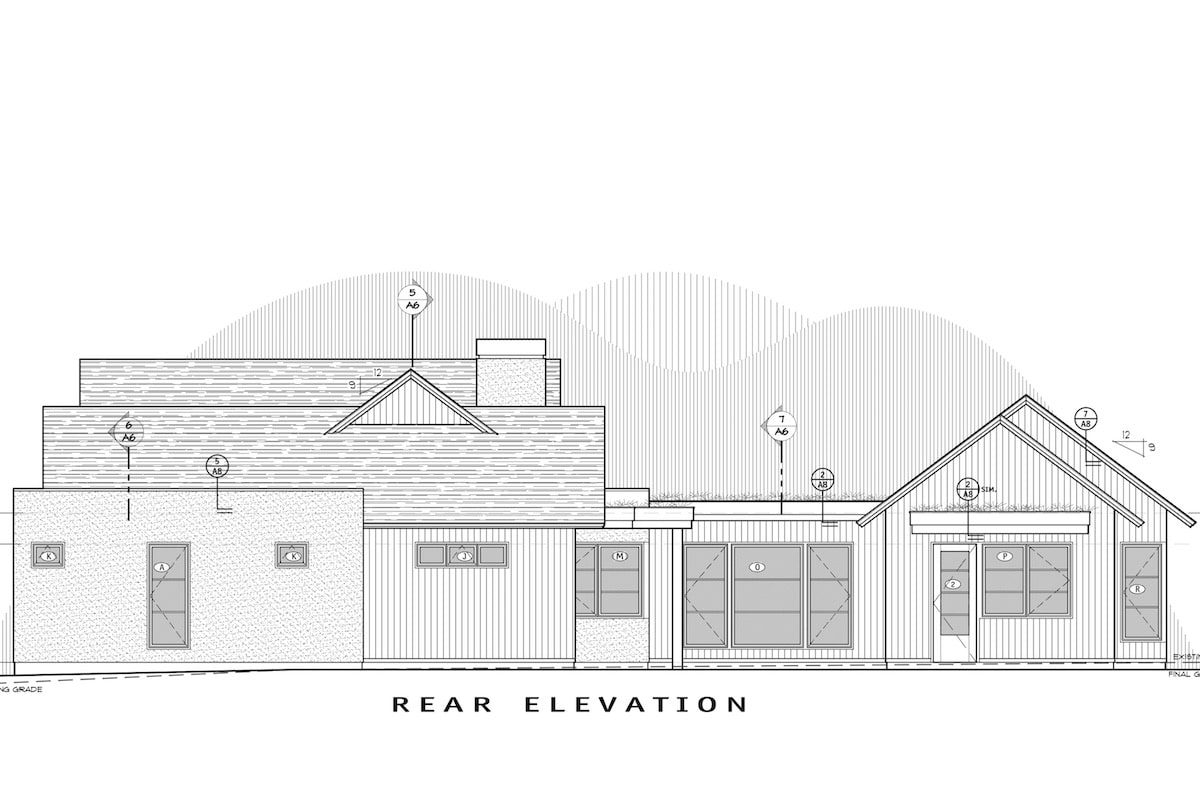 Home Plan Rear Elevation of this 3-Bedroom,3832 Sq Ft Plan -202-1014