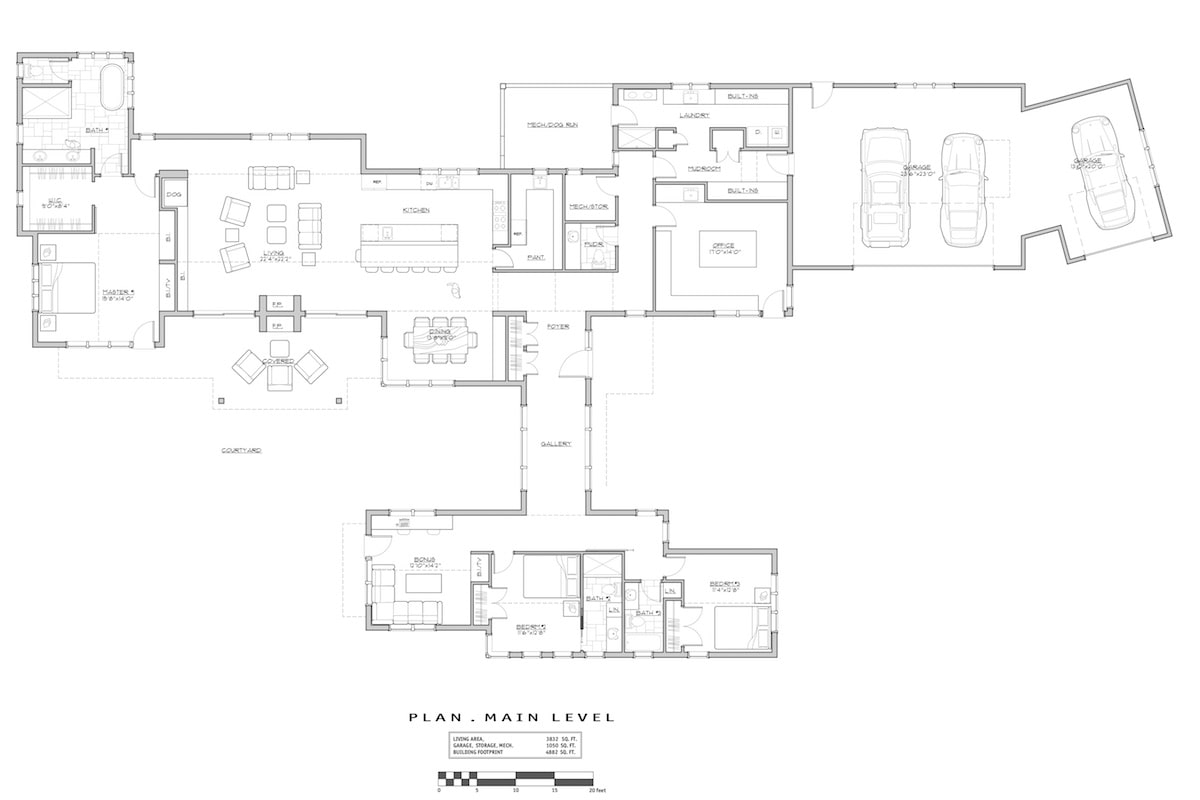 Floor Plan Main Level of Contemporary Plan #202-1014