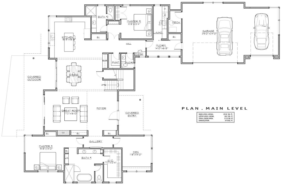 Floor Plan Main Level of Modern Plan #202-1015