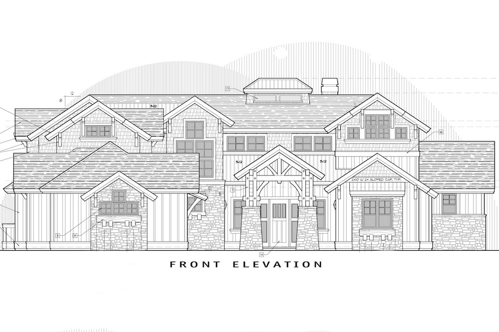 Home Plan Front Elevation of this 5-Bedroom,4964 Sq Ft Plan -202-1016