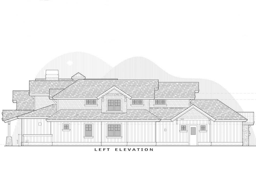 Home Plan Left Elevation of this 5-Bedroom,4964 Sq Ft Plan -202-1016