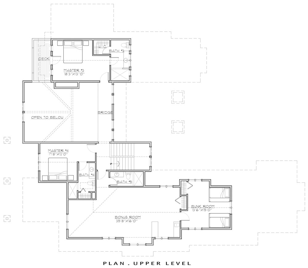Floor Plan Upper Level of Farmhouse Plan #202-1016